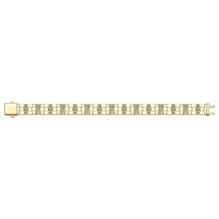 Solid gold brick link bracelet, 12.80 g — shown square on a plain background.
