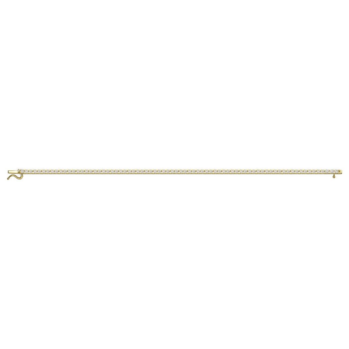 Solid gold tennis bracelet, 5.80 g — shown square on a plain background.