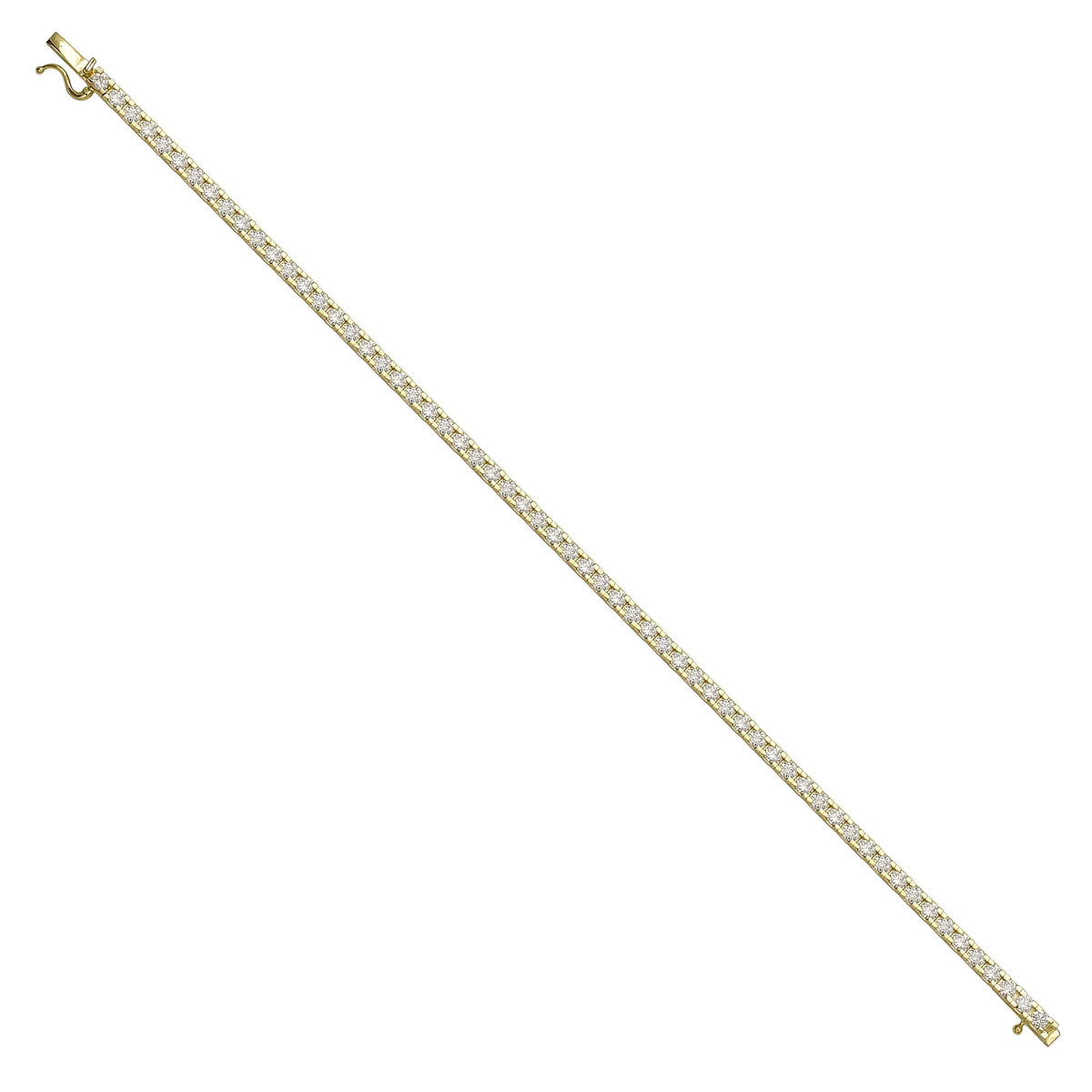 Solid gold tennis bracelet, 7.00 g — shown at an angle across the frame.