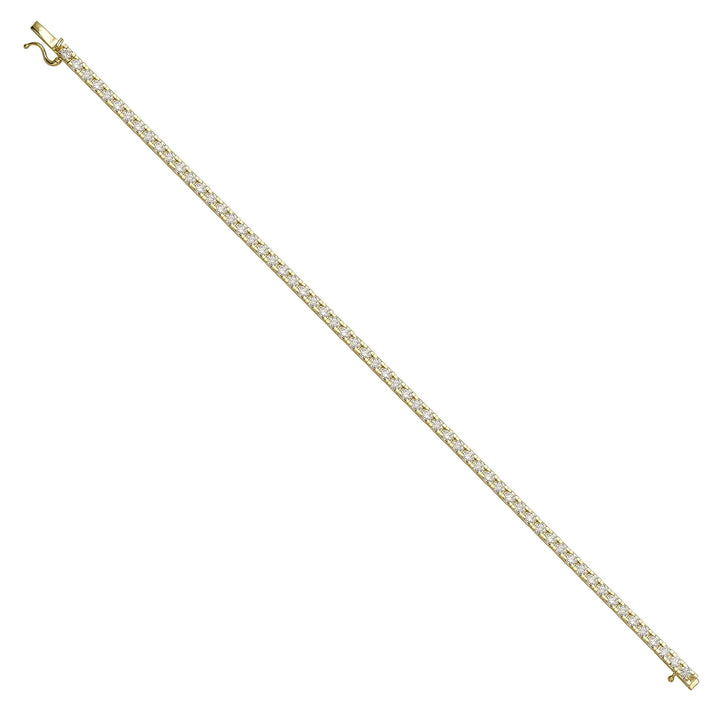 Solid gold tennis bracelet, 7.00 g — shown at an angle across the frame.