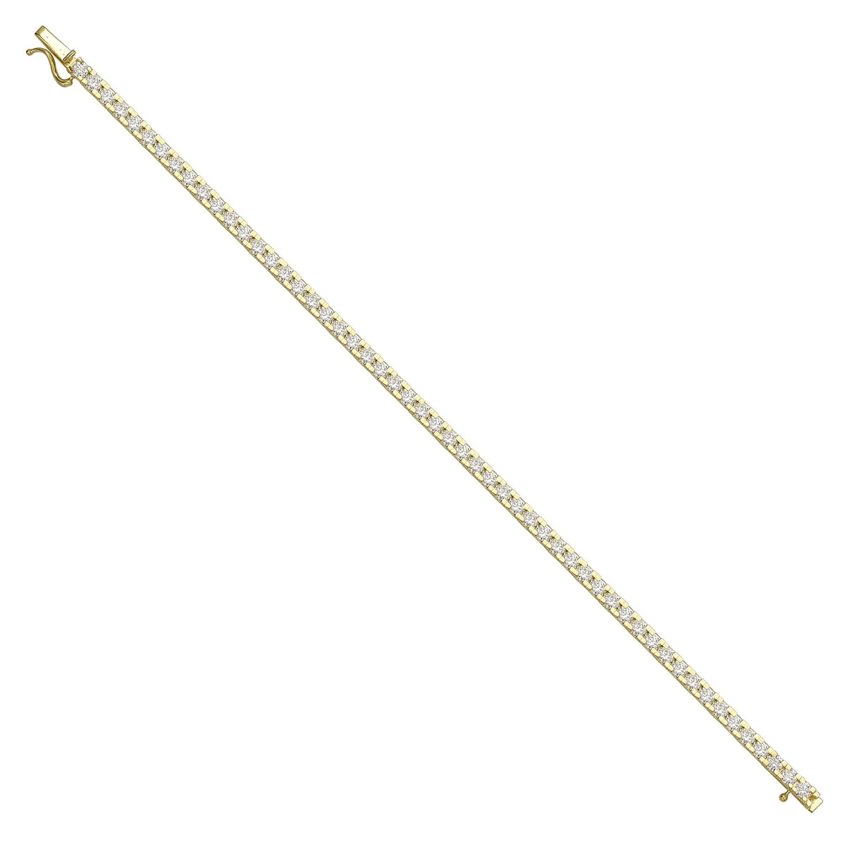 Solid gold tennis bracelet, 8.60 g — shown at an angle across the frame.