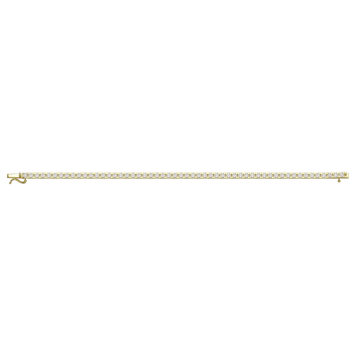 Solid gold tennis bracelet, 8.60 g — shown square on a plain background.