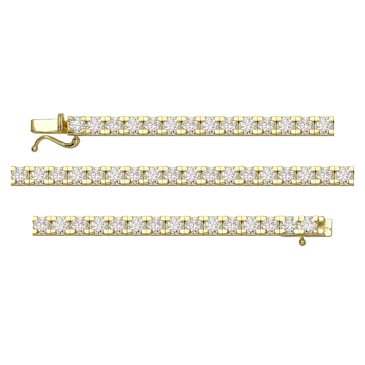 Solid gold tennis bracelet, 11.15 g — shown in three rows across the frame.