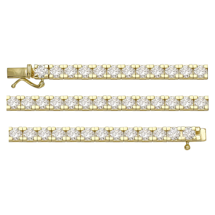Solid gold tennis bracelet, 13.40 g — shown in three rows across the frame.