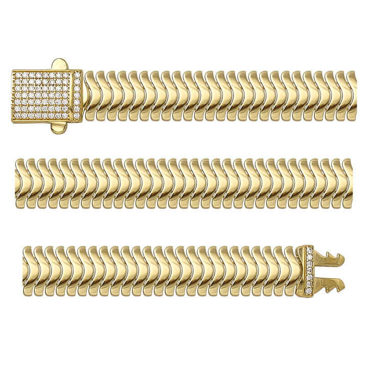 Solid gold braided bracelet, 16.40 g — shown in three rows across the frame.