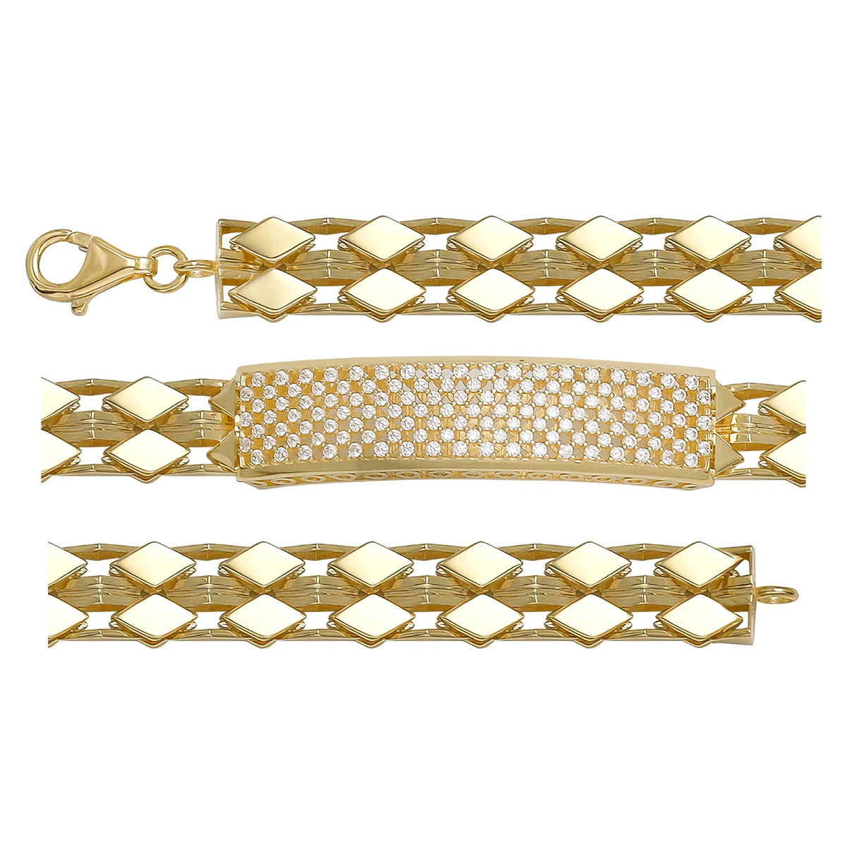 Solid gold id bracelet, 15.00 g — shown in three rows across the frame.