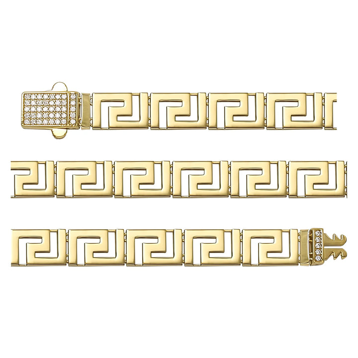 Solid gold fancy link bracelet, 9.85 g — shown in three rows across the frame.