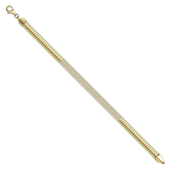 Solid gold tennis bracelet, 9.70 g — shown at an angle across the frame.
