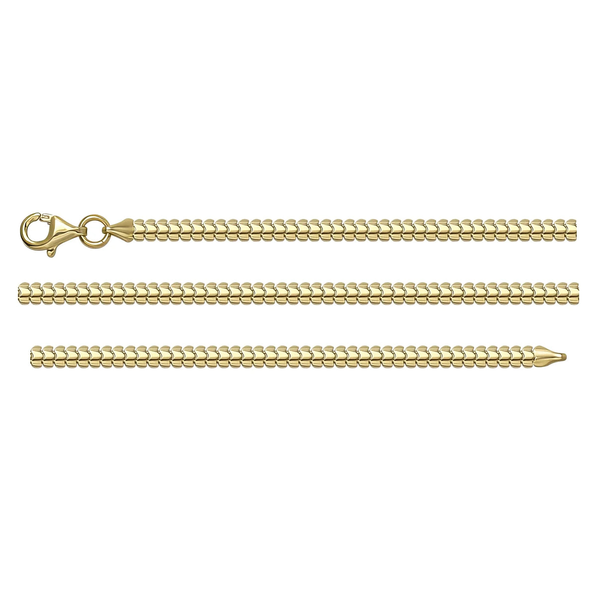Solid gold braided bracelet, 3.45 g — shown in three rows across the frame.