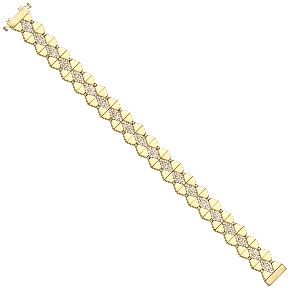 Solid gold honeycomb bracelet, 17.30 g — shown at an angle across the frame.