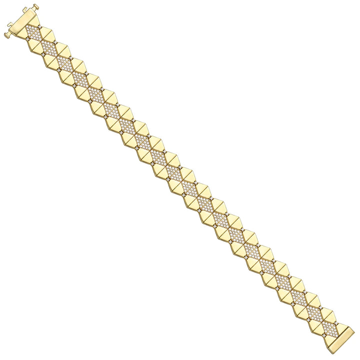 Solid gold honeycomb bracelet, 17.30 g — shown at an angle across the frame.