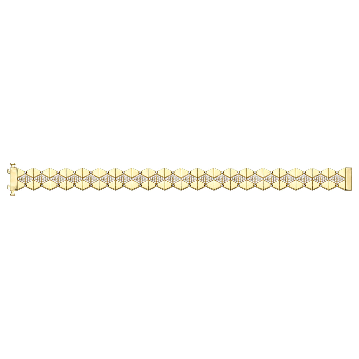 Solid gold honeycomb bracelet, 17.30 g — shown square on a plain background.