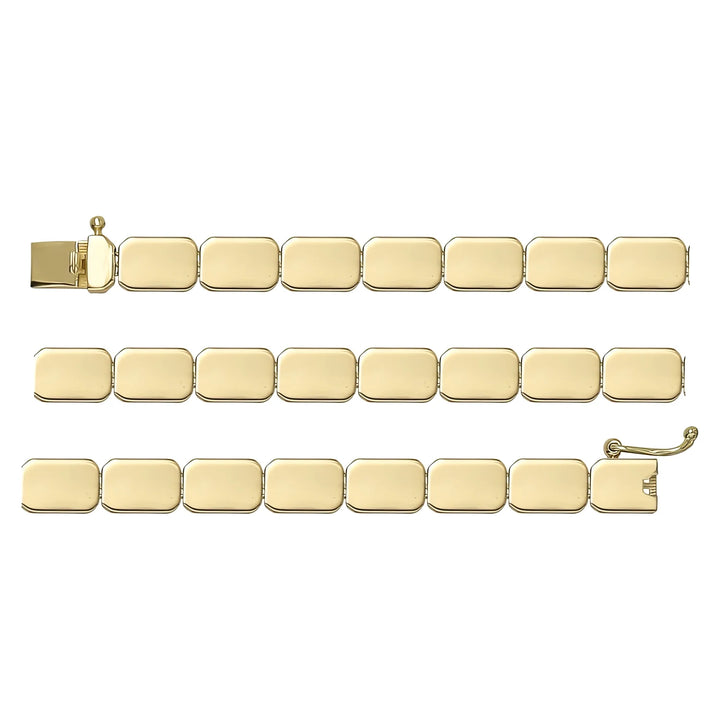 Solid gold id bracelet, 5.20 g — shown in three rows across the frame.