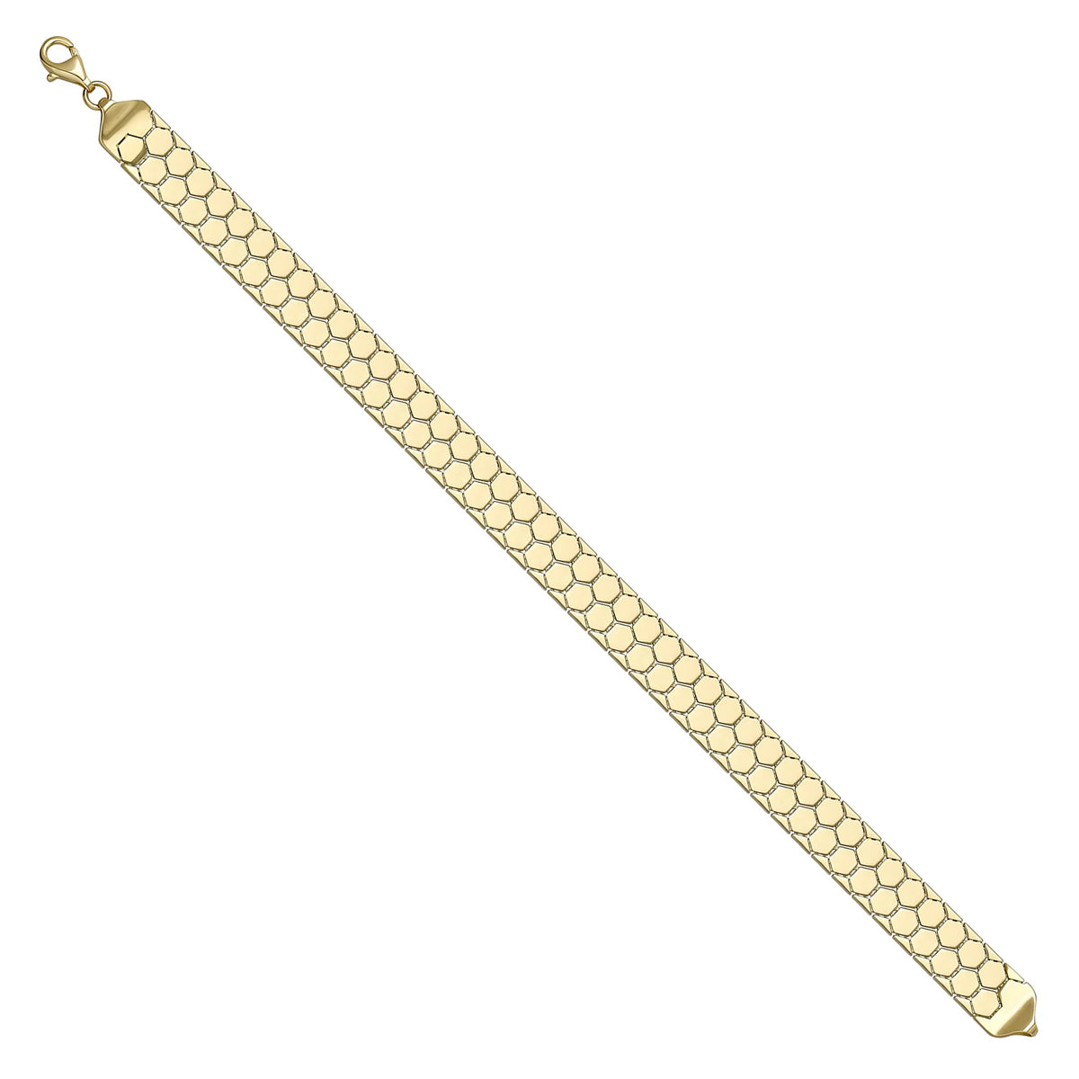 Solid gold honeycomb bracelet, 8.55 g — shown at an angle across the frame.