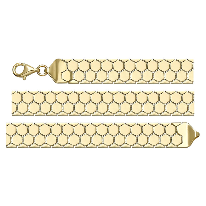 Solid gold honeycomb bracelet, 8.55 g — shown in three rows across the frame.