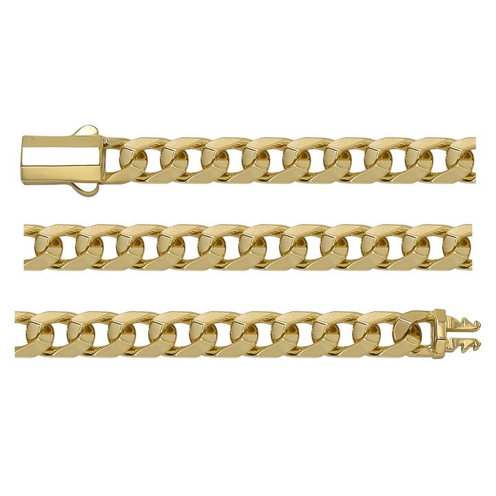 Solid gold curb bracelet, 10.68 g — shown in three rows across the frame.