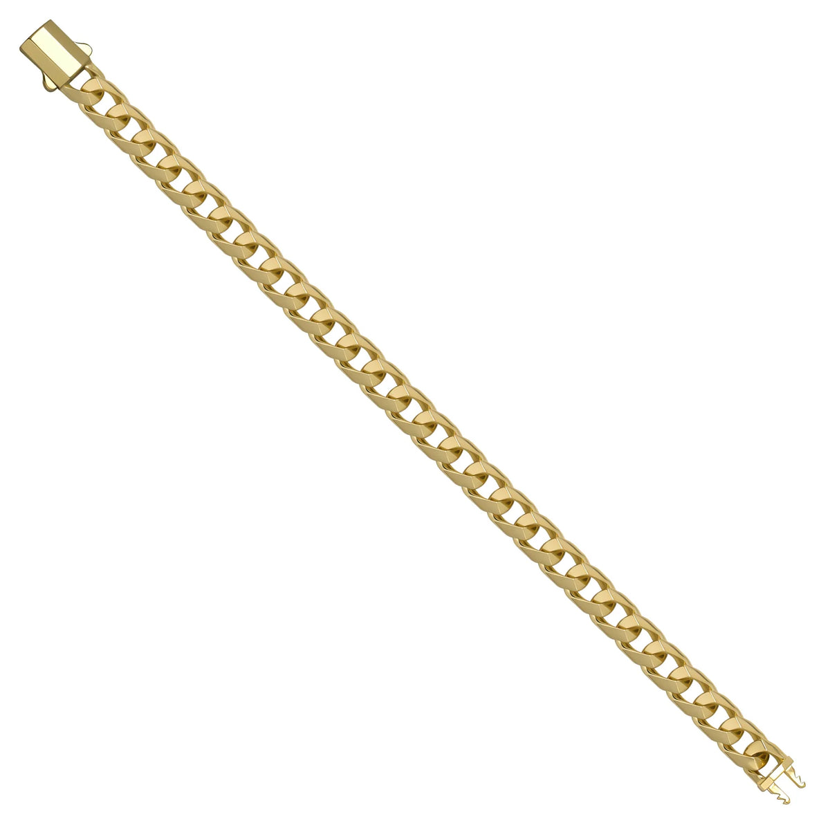 Solid gold curb bracelet, 12.00 g — shown at an angle across the frame.