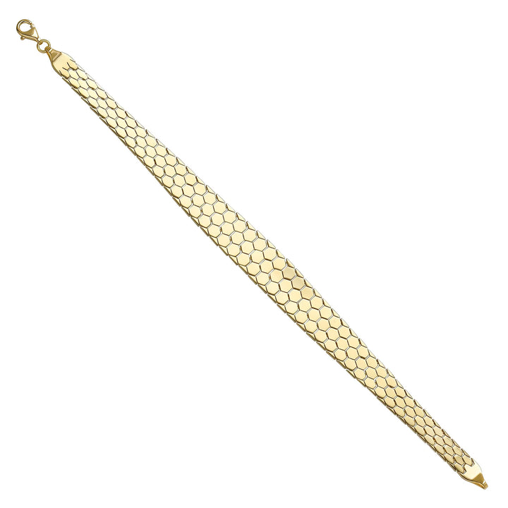Solid gold honeycomb bracelet, 11.80 g — shown at an angle across the frame.