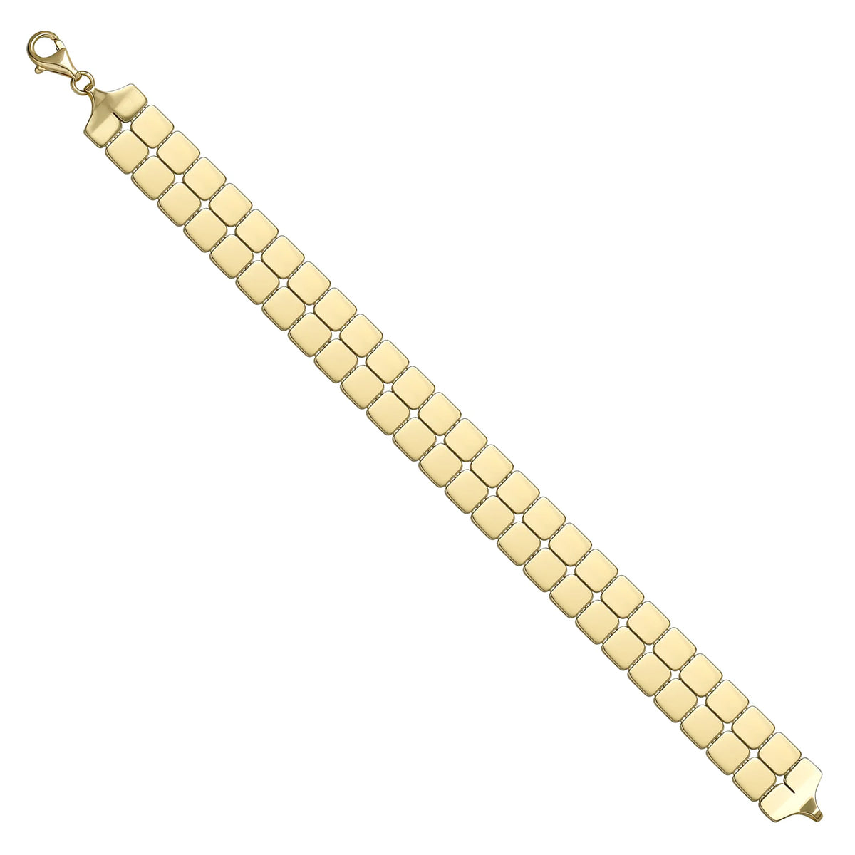 Solid gold brick link bracelet, 13.30 g — shown at an angle across the frame.