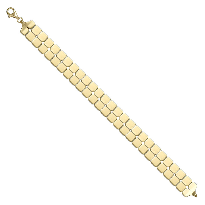 Solid gold brick link bracelet, 13.30 g — shown at an angle across the frame.