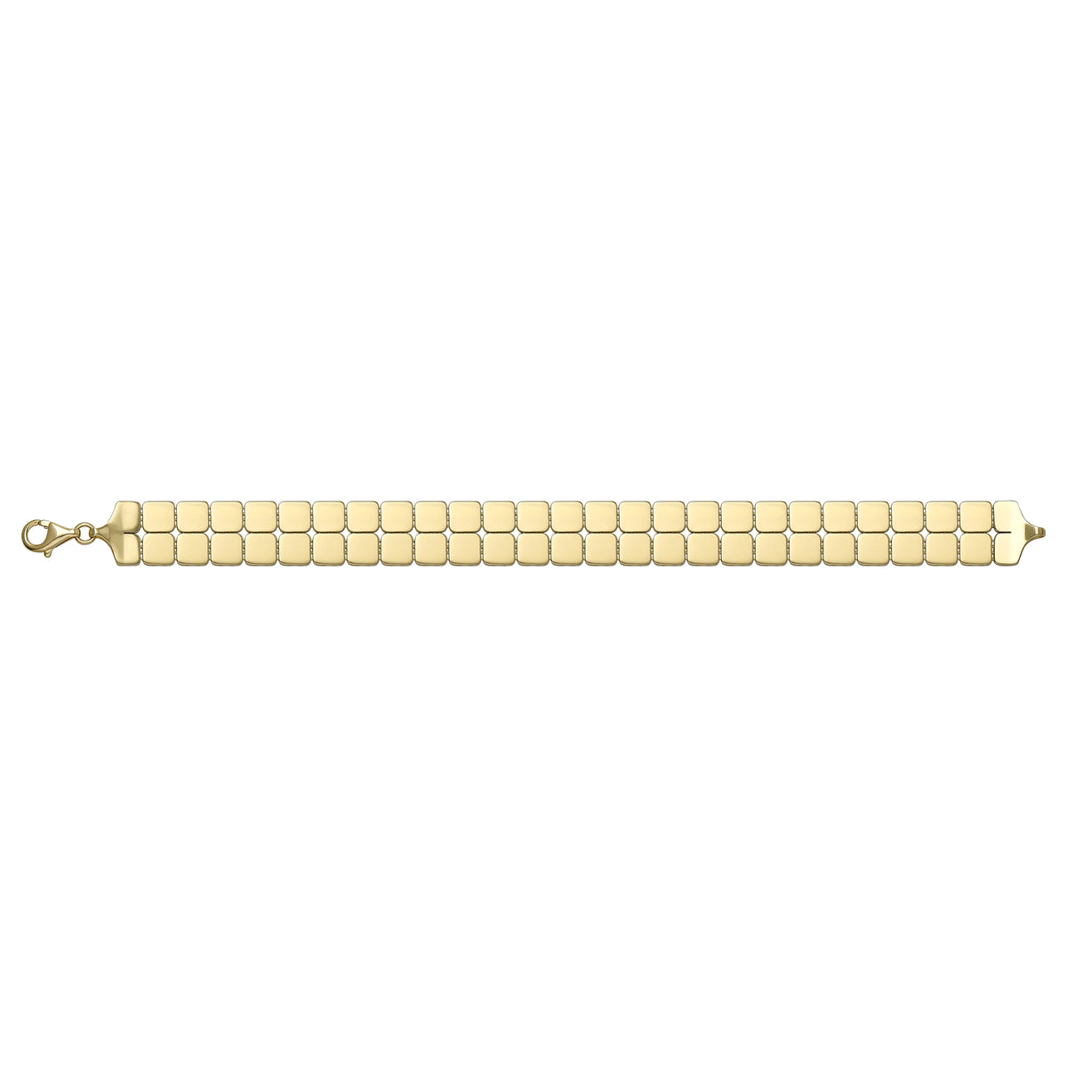 Solid gold brick link bracelet, 13.30 g — shown square on a plain background.