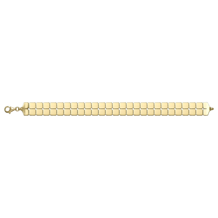 Solid gold brick link bracelet, 13.30 g — shown square on a plain background.