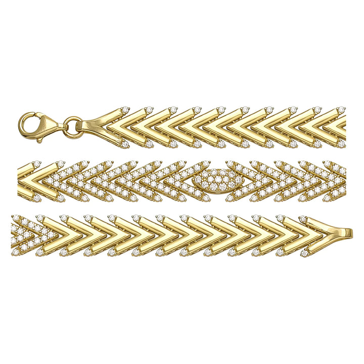 Solid gold herringbone bracelet, 10.30 g — shown in three rows across the frame.