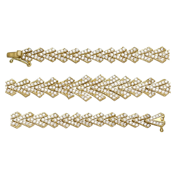 Solid gold herringbone bracelet, 8.70 g — shown in three rows across the frame.