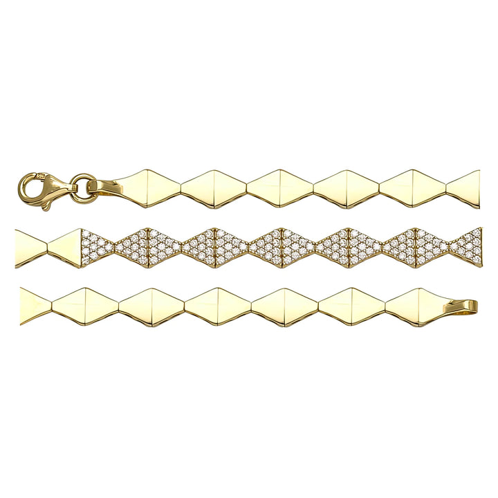 Solid gold fancy link bracelet, 5.90 g — shown in three rows across the frame.