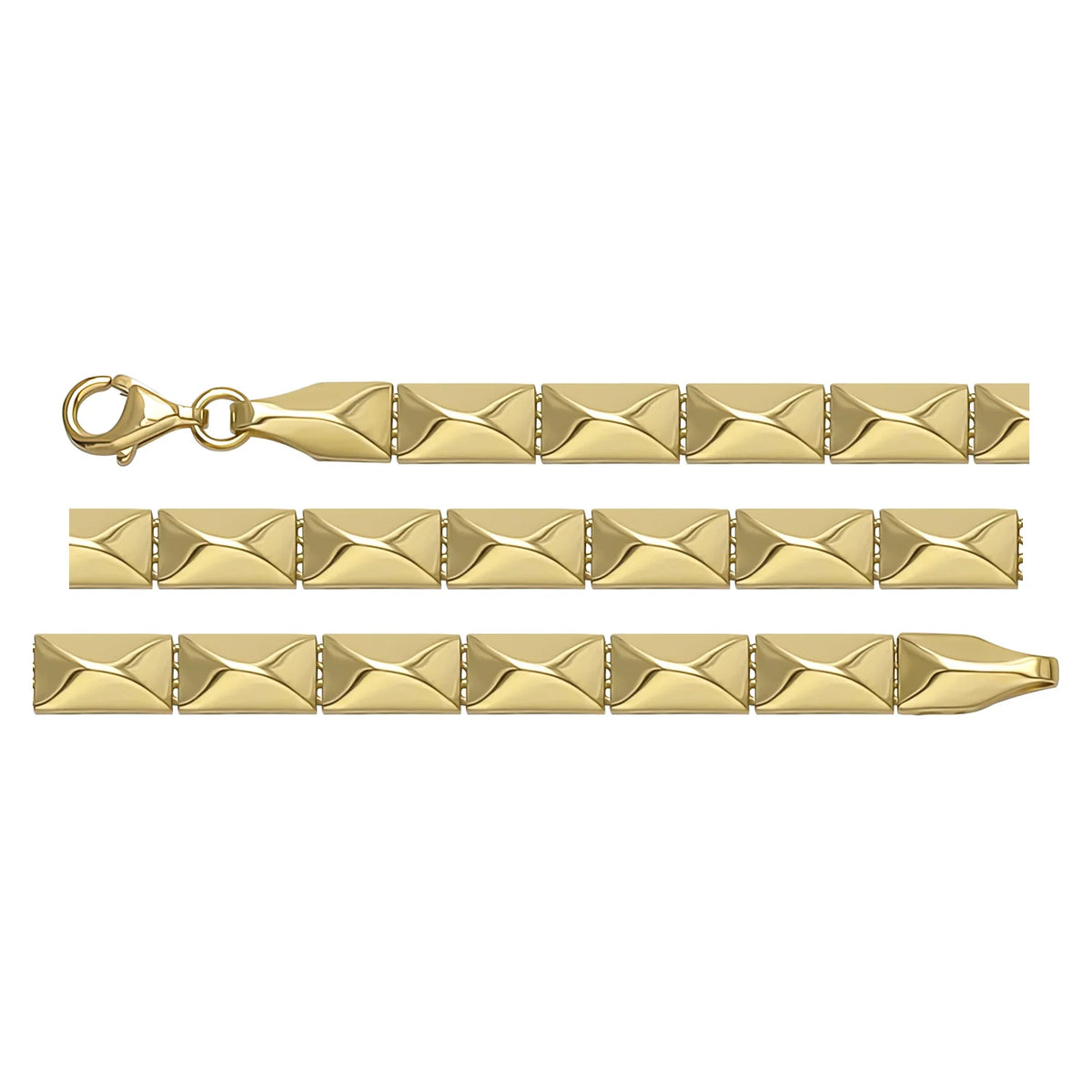 Solid gold id bracelet, 6.20 g — shown in three rows across the frame.