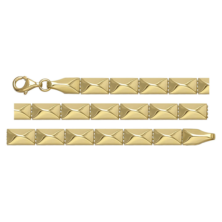 Solid gold id bracelet, 6.20 g — shown in three rows across the frame.