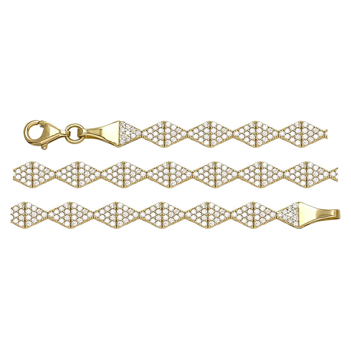 Solid gold fancy link bracelet, 6.70 g — shown in three rows across the frame.