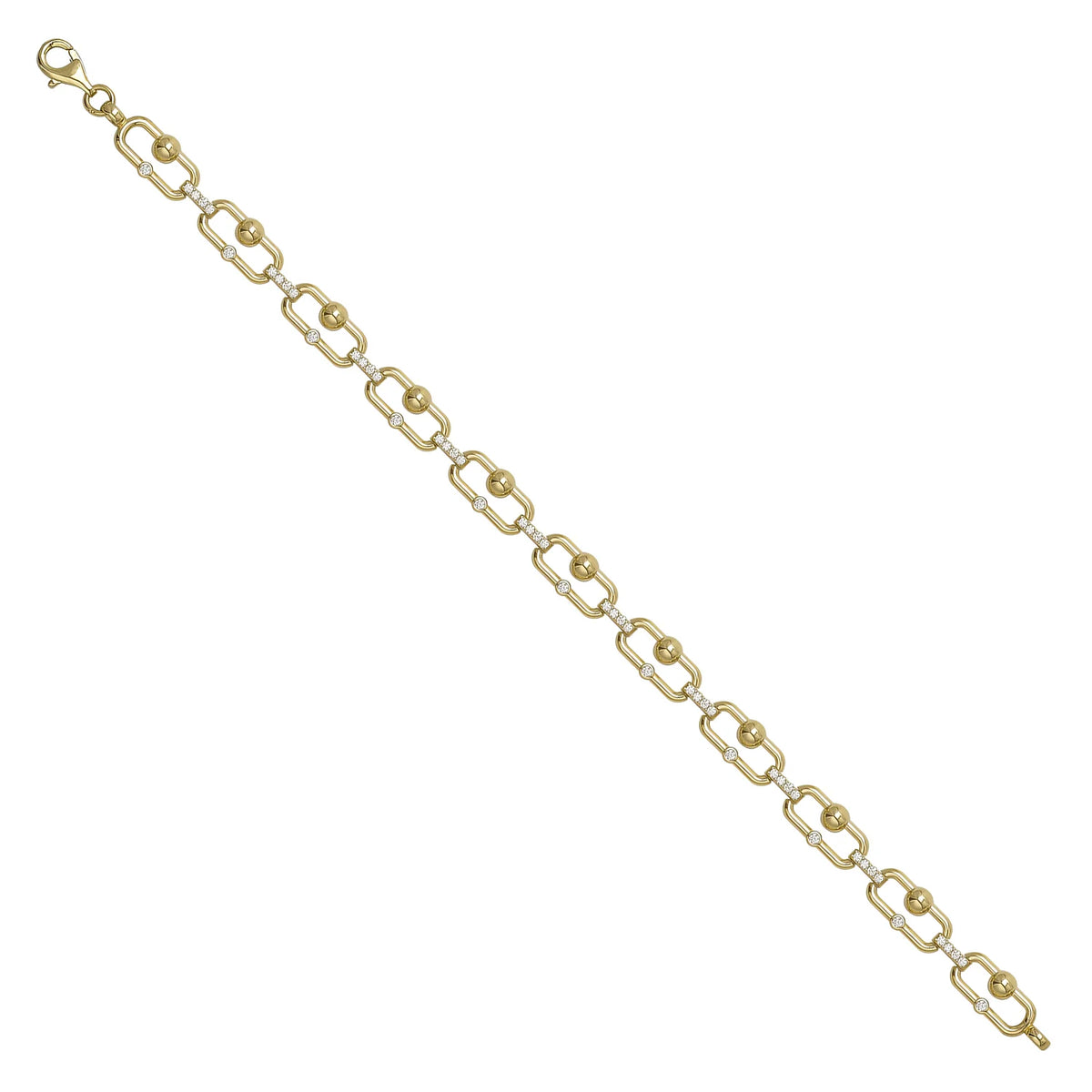 Solid gold fancy link bracelet, 6.80 g — shown at an angle across the frame.