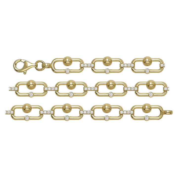 Solid gold fancy link bracelet, 6.80 g — shown in three rows across the frame.