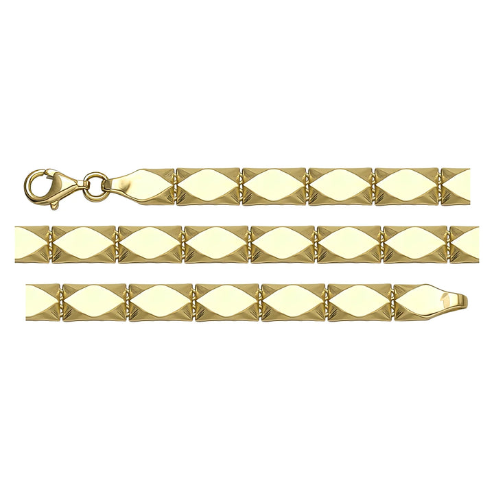Solid gold id bracelet, 7.75 g — shown in three rows across the frame.