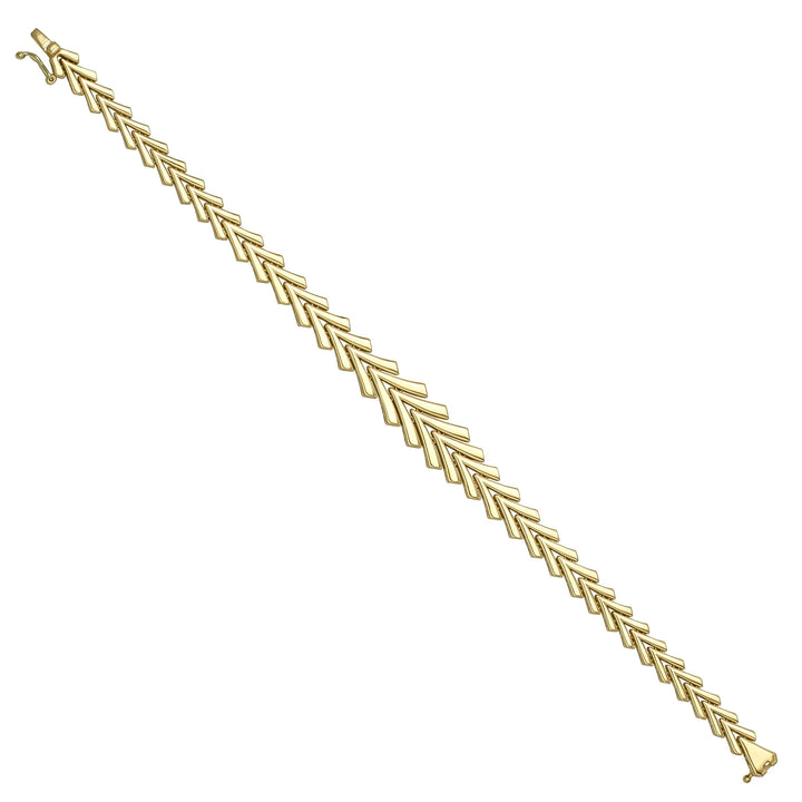 Solid gold herringbone bracelet, 7.80 g — shown at an angle across the frame.