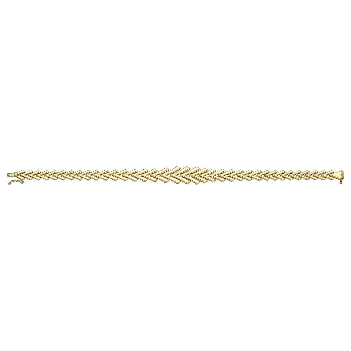 Solid gold herringbone bracelet, 7.80 g — shown square on a plain background.