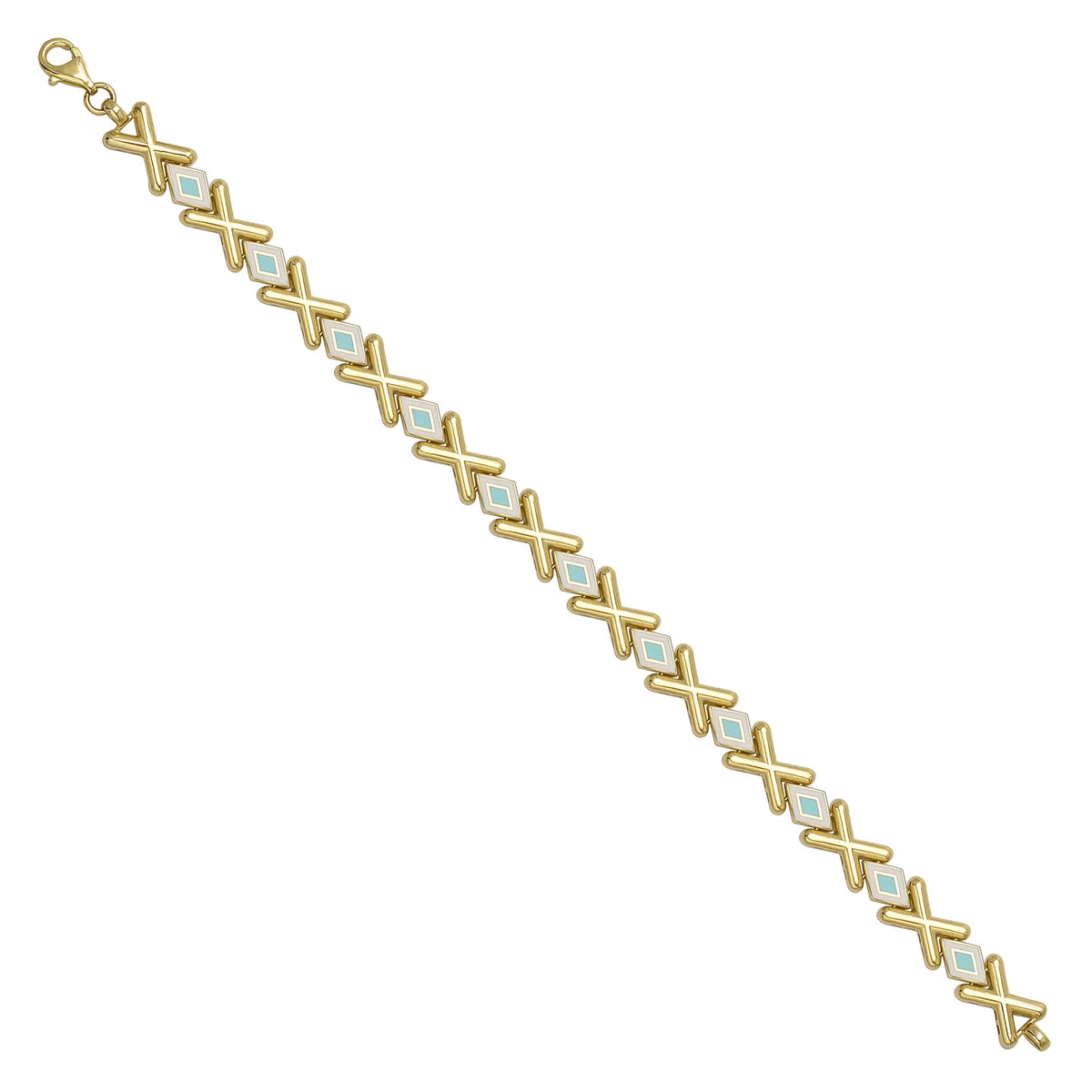 Solid gold fancy link bracelet, 7.80 g — shown at an angle across the frame.