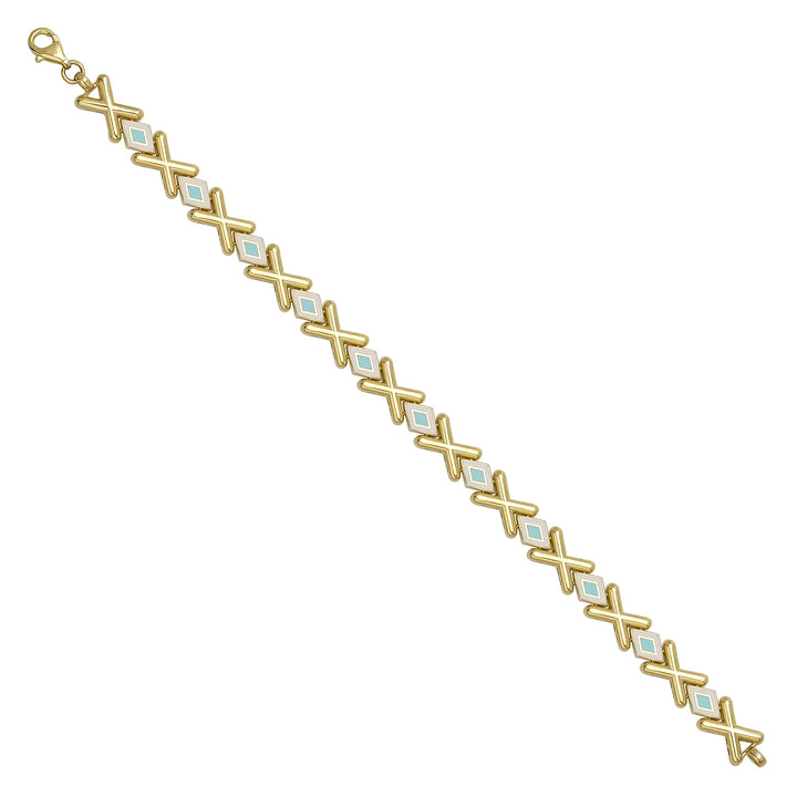 Solid gold fancy link bracelet, 7.80 g — shown at an angle across the frame.