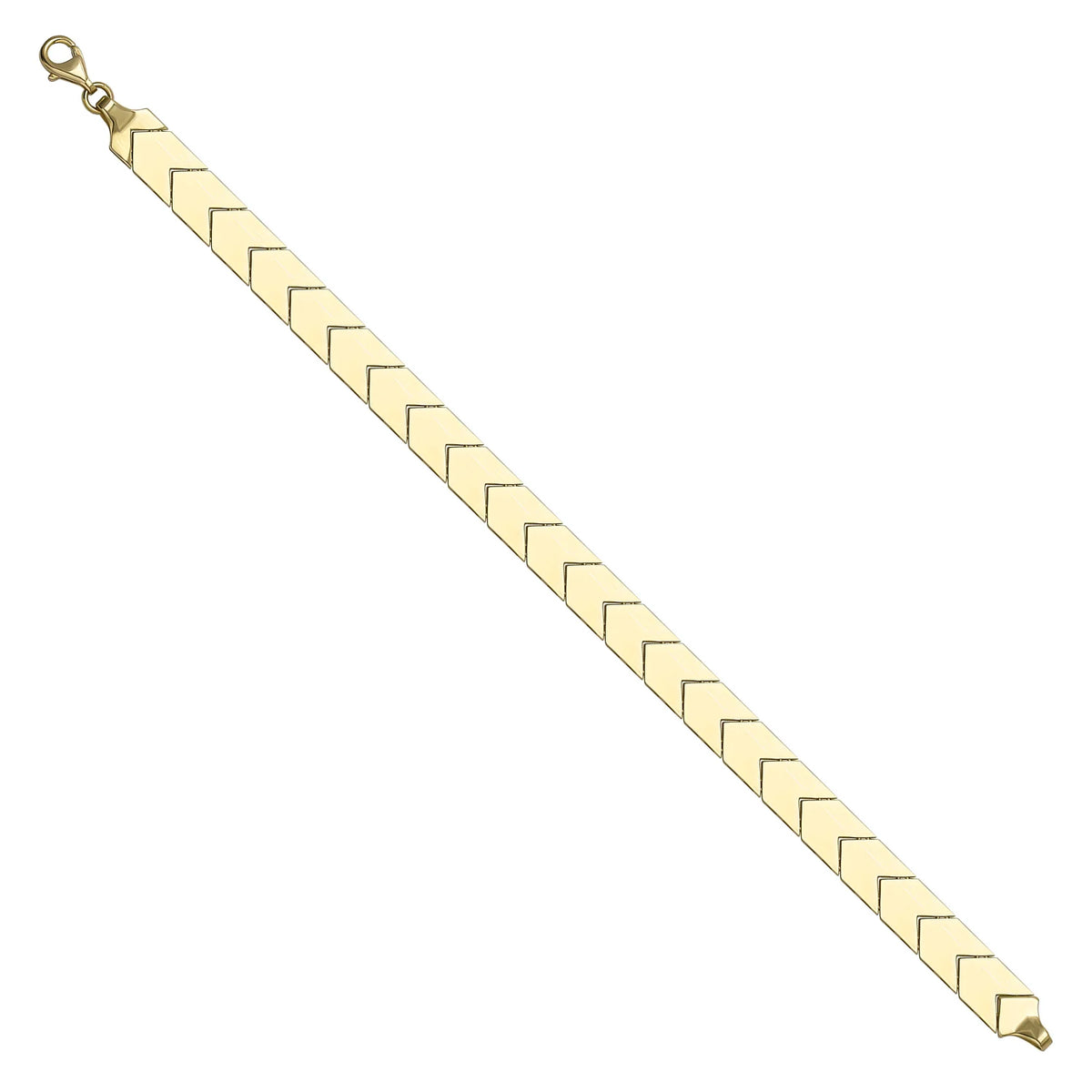 Solid gold herringbone bracelet, 8.25 g — shown at an angle across the frame.