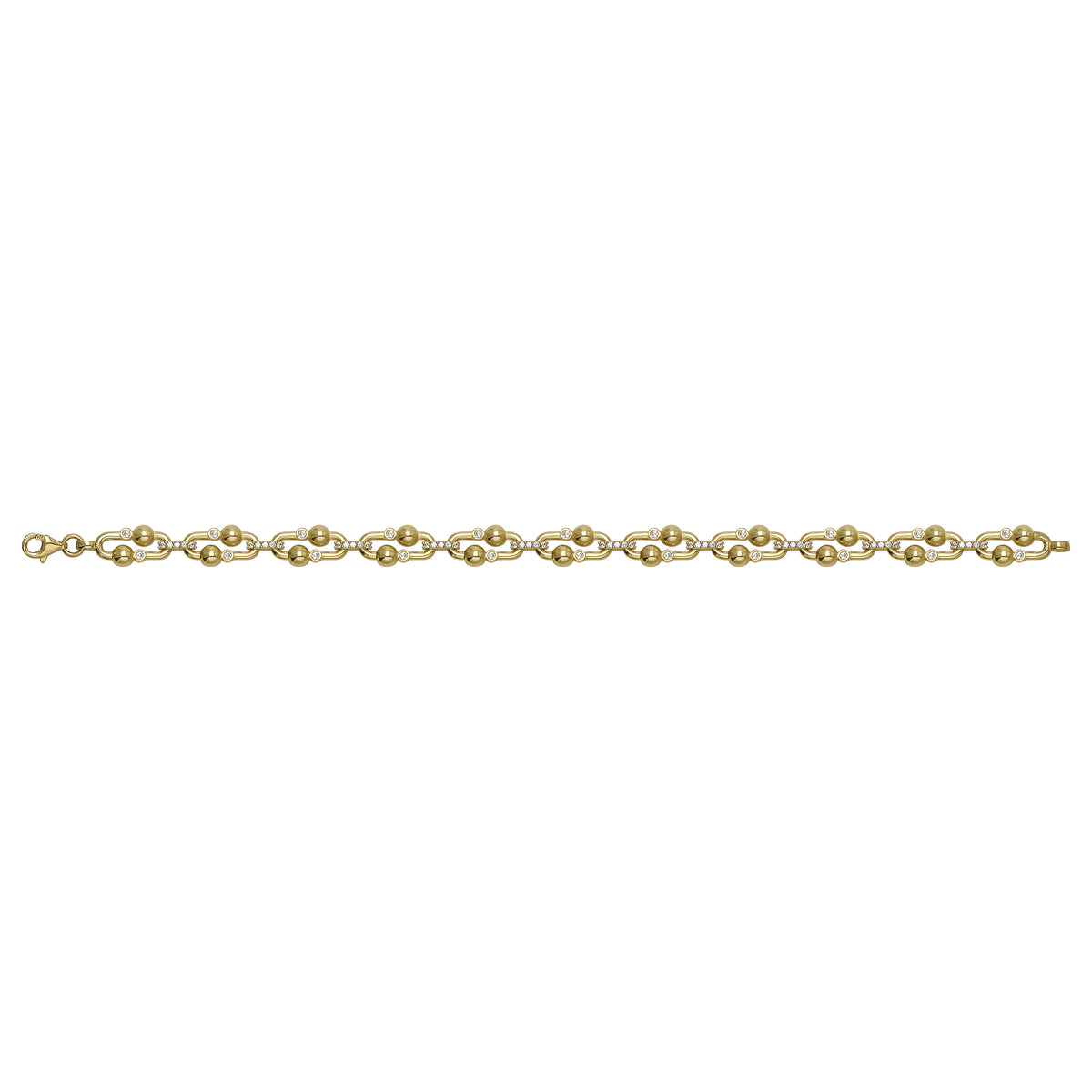 Solid gold fancy link bracelet, 9.45 g — shown square on a plain background.