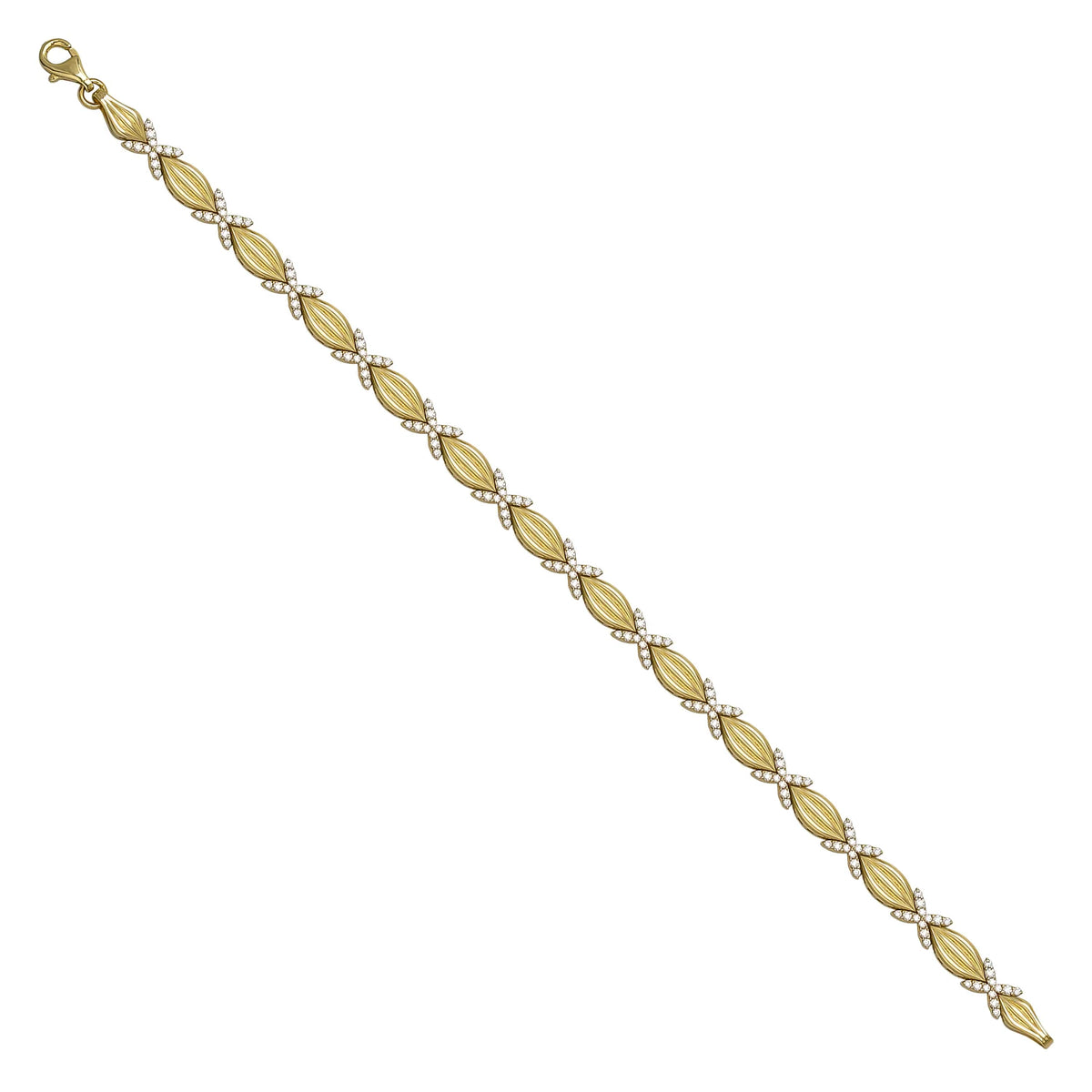 Solid gold fancy link bracelet, 9.70 g — shown at an angle across the frame.