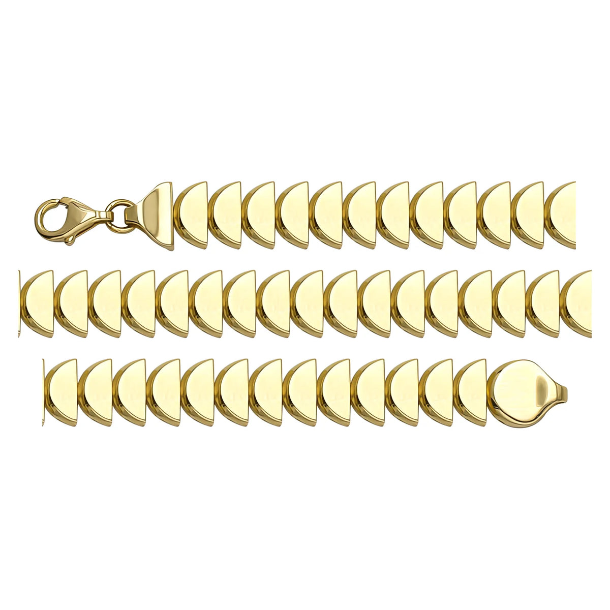 Solid gold braided bracelet, 9.90 g — shown in three rows across the frame.