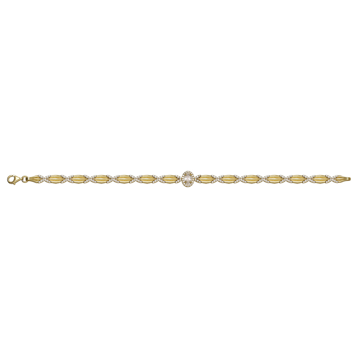 Solid gold fancy link bracelet, 10.10 g — shown square on a plain background.