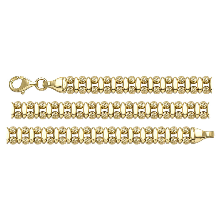 Solid gold bead bracelet, 10.20 g — shown in three rows across the frame.