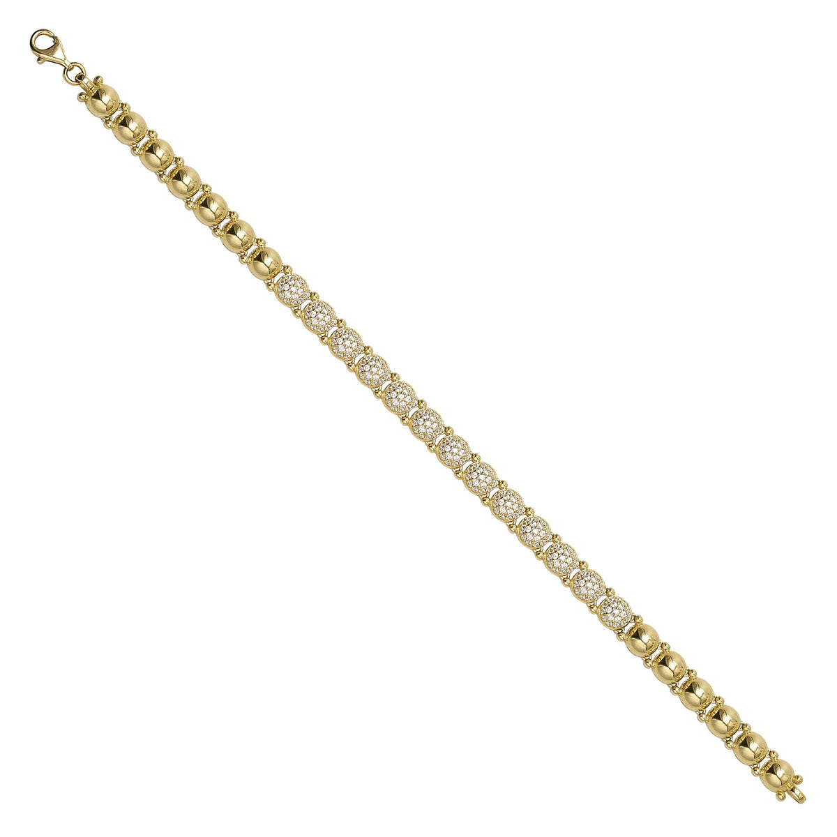 Solid gold bead bracelet, 10.25 g — shown at an angle across the frame.