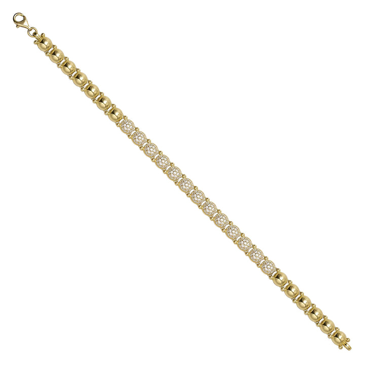 Solid gold bead bracelet, 10.25 g — shown at an angle across the frame.