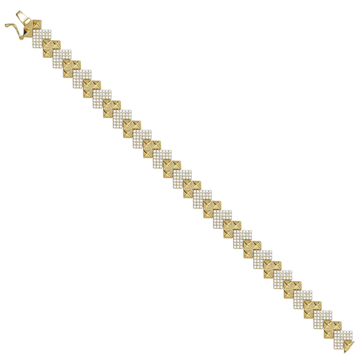 Solid gold fancy link bracelet, 11.00 g — shown at an angle across the frame.