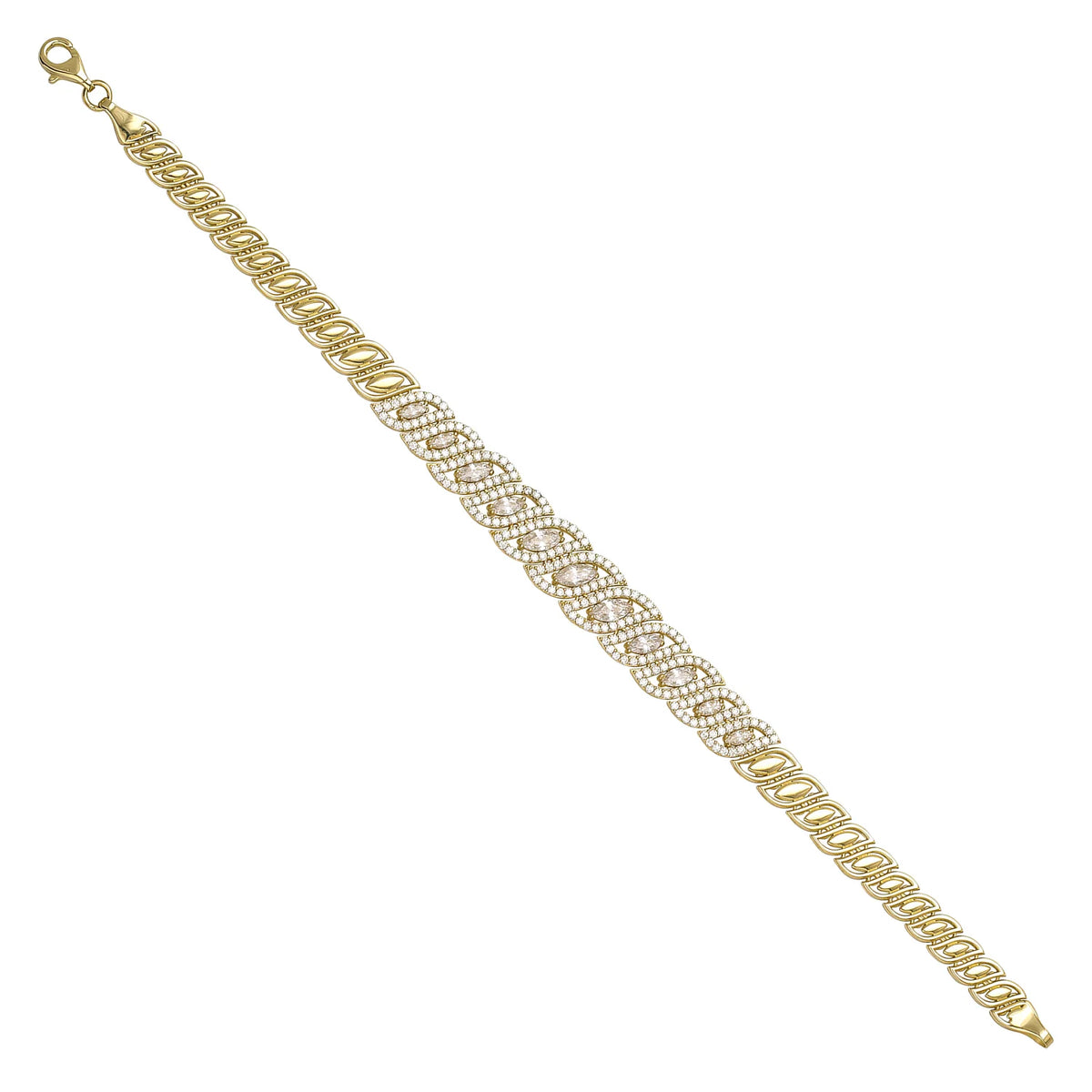 Solid gold fancy link bracelet, 11.45 g — shown at an angle across the frame.