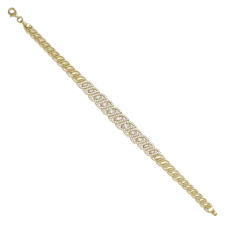 Solid gold fancy link bracelet, 11.45 g — shown at an angle across the frame.